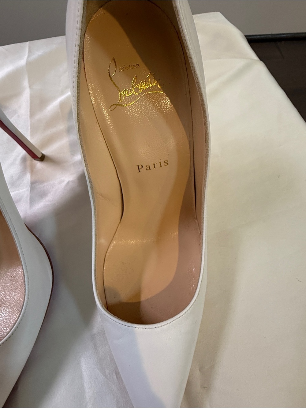 Christian Louboutin White/Bianca Nappa Leather Décolleté 100mm Pump - Picture 5 of 16